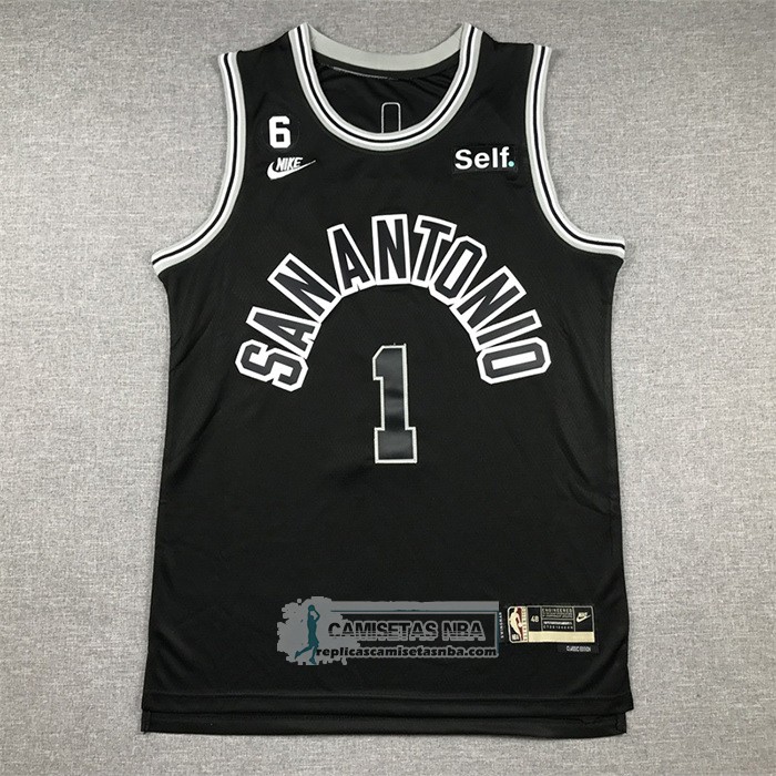 Camiseta San Antonio Spurs Victor Wembanyama NO 1 Classic 2022-23 Negro